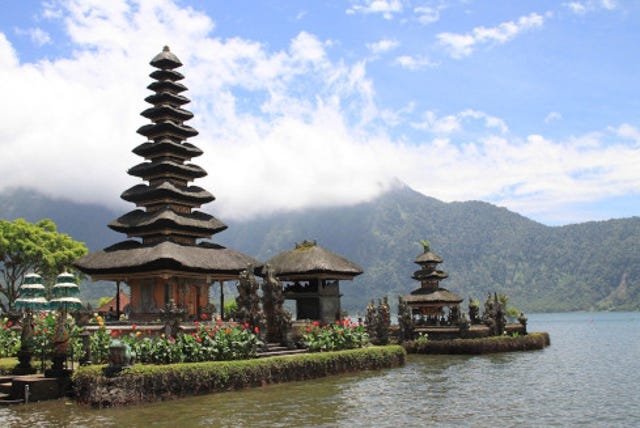 Bali, Indonesia temple on the water