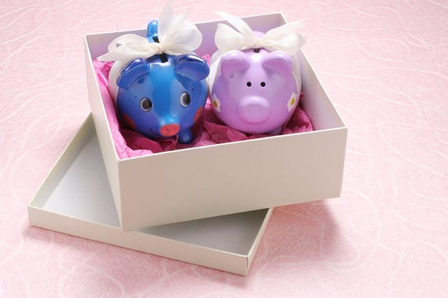 piggy banks in a tiny gift box