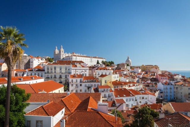 a view of the rooftops in Lisbon, Portugal