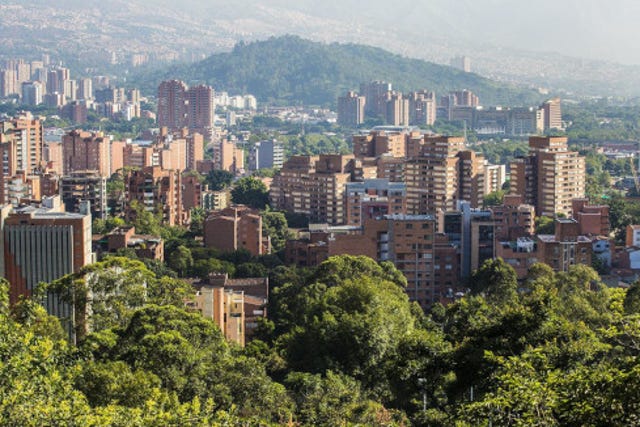 Medellin, Colombia mountain view of city