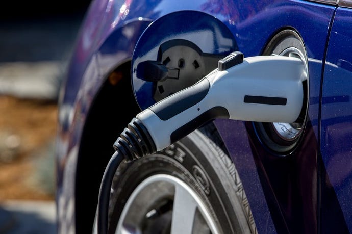 electric car at a charging station