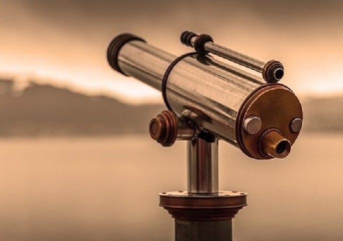 telescope aimed at the horizon