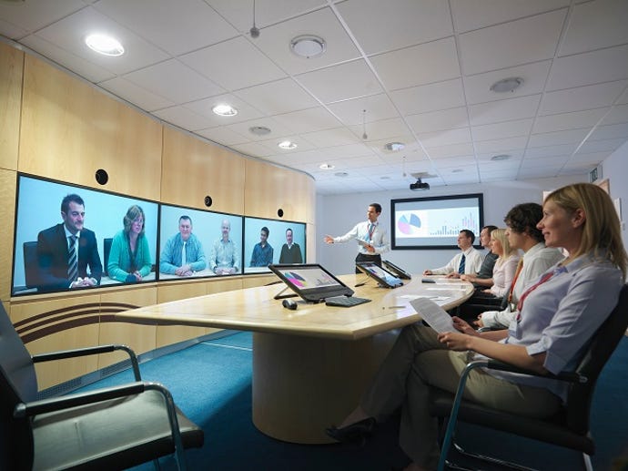 Business people having video conference