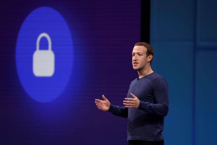 CEO Zuckerberg at a Facebook conference in 2018